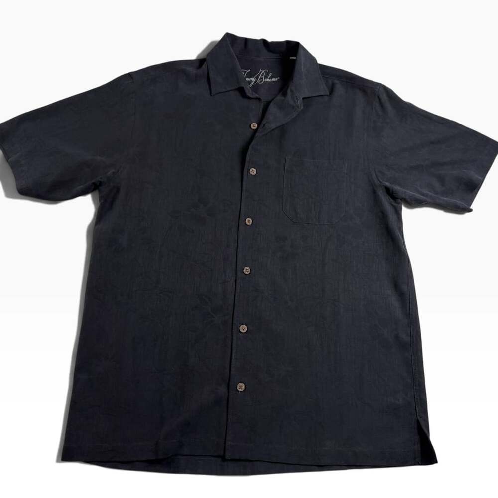 Tommy Bahama 100% Silk Embroidered Camp Shirt Short Sleeve Button Up